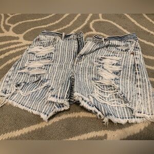 Striped Denim Shorts